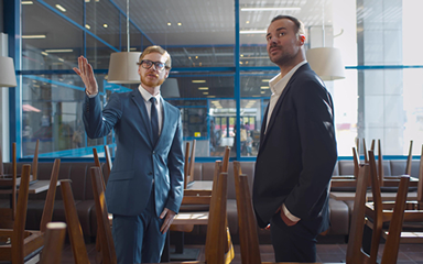 insurance agent talks to client