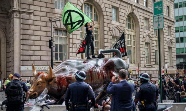 Climate Change Crazies Vandalize Wall Street’s Charging Bull During ‘Die-In’